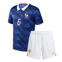 Camiseta Francia Eduardo Camavinga #6 Primera Equipación Replica Mundial 2026 para niños mangas cortas (+ Pantalones cortos)